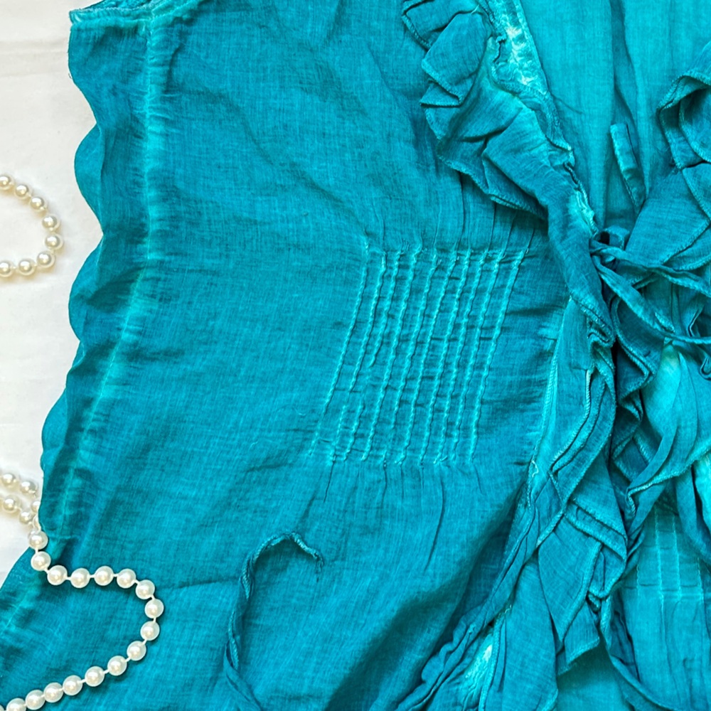 Teal Ruffled Blouse - Picture 14 of 14